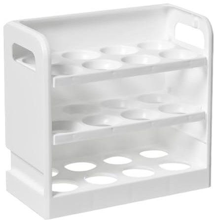 Huevera Para Frigorífico - Contenedor De Huevos Abatible | De Almacenamiento Para Huevos De 3 Niveles Y 24 Rejillas | Rejilla Para Huevos Abatible Para Refrigerador | Bandeja Apiladora De Huevos