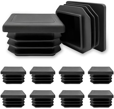 Lamellenstopfen 40x40 mm für ​Vierkantrohr - Vierkant Endkappe aus PE - Rohrabdeckung Stopfen für ​Vierkantrohr 40 x 40 mm - Rohrstopfen zur Rohrabdeckung - Quadratstopfen Schwarz (10 Stück)