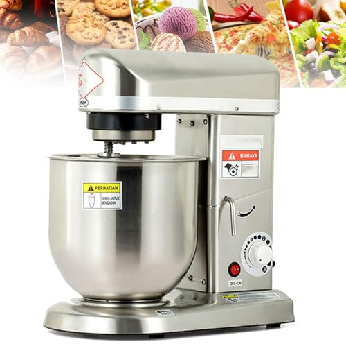 BOOZXCV Batteur sur Socle Multifonction, mélangeur de pâte, mélangeur à gâteau électrique 10 L 500 W avec Bol, Batteur, Crochet, Fouet, séparateur d'œufs, Cuisine (Silver)