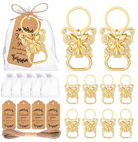 24 portachiavi apribottiglie a forma di farfalla, per baby shower, matrimoni, bomboniere, per gli ospiti, a forma di farfalla, apribottiglie, portachiavi, per regali da sposa, souvenir, decorazioni