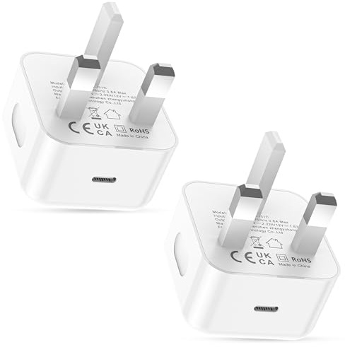 USB C Plug UK, USB C Fast Charger Plug Power Adapter for iPhone 16/15/14/13/12/11 Pro/Pro Max/XS Max/XS/XR/X/SE /8, for iPad Pro, for Samsung S23 Ultra/S22/S21, Type C Wall Plug Charging Head