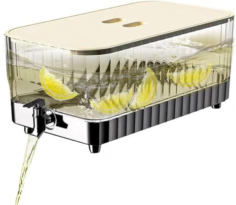 KhUkhu Dispensador De Bebidas De 5,3 L con Grifo, Dispensador De Agua para Frigorífico con Grifo, Jarra De Cristal, Accesorios para Cócteles, Dispensador De Bebidas para Frigorífico