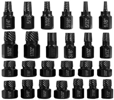 RPJFCPCS 26/10Pcs Extracteur de vis endommagé 3/8 Pouces Vis rouillée r Outil Extracteur de boulons Écrou Ensemble Kit de Retrait de Goujon de vis cassé (Couleur : 26pcs)