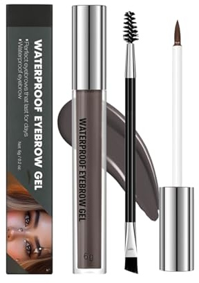 Wasserfestes Augenbrauen Gel, 2-in-1 Halbpermanenter Effekt Augenbrauenfarbe mit Pinsel Kamm Set, Langanhaltende Schweißfest für Natürlicher Volle Brauen (Black Brown)