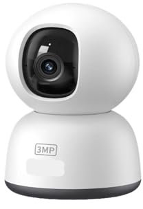 KKENZA Caméra de sécurité 3MP 2K Pan&Tilt Protection de la Maison Caméra IP WiFi 2.4G Intelligente Sécurité Domestique sans Fil Full HD Suivi Automatique par IA(UK Plug)
