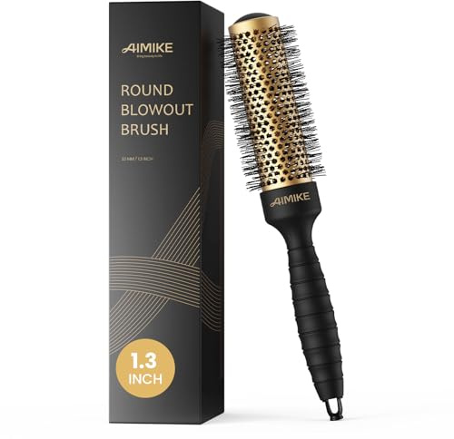 AIMIKE Round Brush for Blow Out, Small Round Hair Brush with Nano Thermal Ceramic Tech, Quick Blow Drying & Styling, Volumizing Blowout Brushes for Women Short Hair, 1.3 in Barrel (Not-electric)