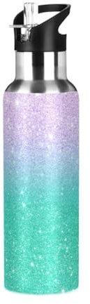 Vakuumisolierte Wasserflasche aus Edelstahl mit Farbverlauf, 900 ml, BPA-frei, Sport-Wasserflasche, isoliert, auslaufsicher, Violett, Blaugrün