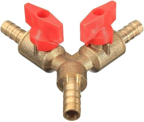CPDHJMZO Plumbing Fittings Ball Valve 3 Way Hose Connector 5/16 8mm Brass Y Shut Off Ball Valve Fitting Hose Barb Fuel Gas Clamp Tee