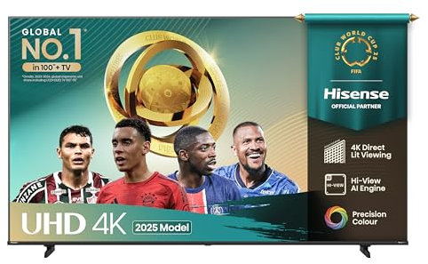 Hisense 85 85A6QTUK 4K Ultra HD Smart TV AI TV - 4K UHD, Hi-View AI Engine, Precision Colour, AI Smooth Motion, Sports Mode with Freely, Disney +, YouTube, Netflix