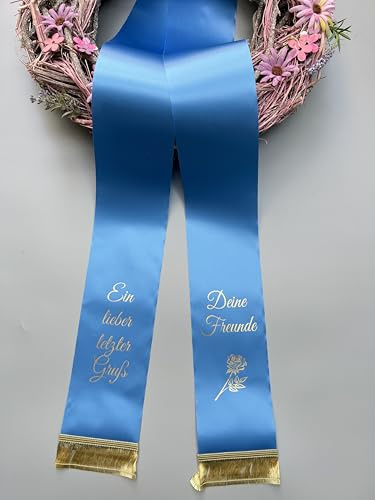 SuperSatin Hellblau Trauerschleife mit Text personalisiert, Grabsgesteckband Bedruckt nach Wunschtext, Urnen- Grabstrausschleife, Kranzschleife (125mm)