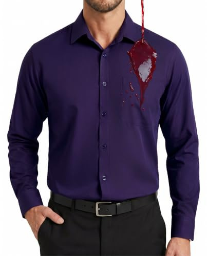 Enlision Chemise Homme Violet Manches Longues Antitache Stretch Regular Fit Business Chemises Habillée Hommes pour Mariage Antirides sans Repassage avec Poche M