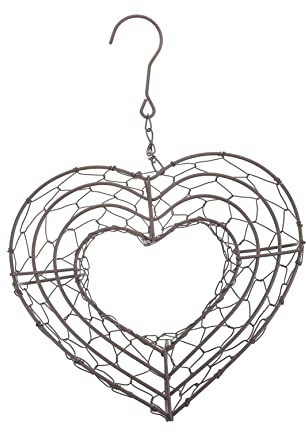 Healifty Heart Shape Iron Wreath Frame Hanger Rustic Succulent Planter Pot for Home Decoration Medium Wall Hanging Plant Container for Indoors and Gardens