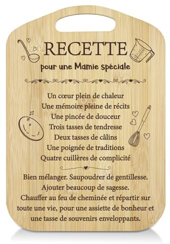 LUXHOMY Cadeau Mamie, Cadeau Mamie Noel, Planche à Découper en Bambou Naturel, Cadeaux Grand Mere Cuisine Original, Cadeaux Grand Mère Anniversaire Original