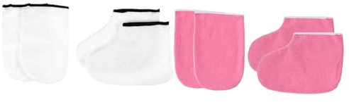 EPIGEIST 2 Sätze Paraffin Wachs Handschuhe und Fußschutz Spa Wärmetherapie Fußpflege Handschuhe für Damen Weiß und Rosa Fußmaske zur Entfernung von Hornhaut und Peeling
