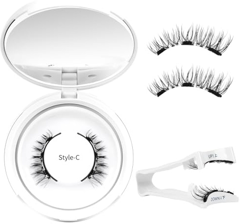 Crislashes Magnetische-Wimpern Set mit Applikator, Kein Kleber erforderlich Magnetische Wimpern Einfach anzubringen und zu entfernen, Magnet-Wimpern Wiederverwendbar und natürlicher Look (C2)