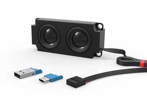 ElecGear Computor USB-högtalare inomhus och utomhus, 9-stifts USB-anslutning för PC-moderkort och tilläggsadapter för Windows-stationära datorer, bärbara datorer, Android-telefoner och surfplattor