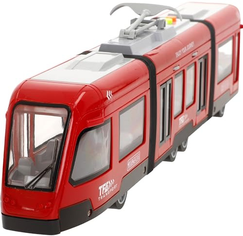 COLORBABY Speed & Go Treno giocattolo, Rosso, Scala 1:16, 44 cm, Porte a battente, Luci e Suoni, Sistema di attrito, Tram Urbano, Giocattoli per bambini 3 anni (49809)