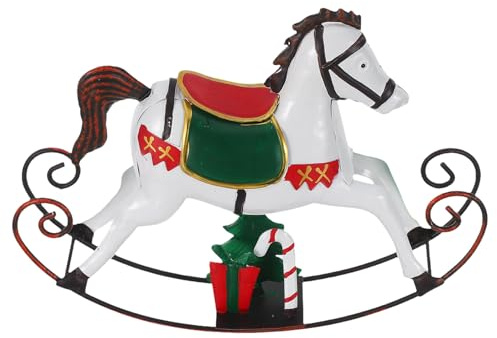 ULDIGI Figura de Caballo Balancín de Metal Decoración Navideña Vintage para Mesa de Sala de Estar Dormitorio Comedor Figura de Caballo Balancín para Fiesta de Navidad