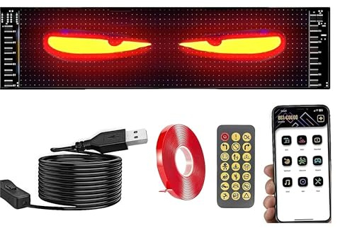 Insegna Luminosa Programmabile Scritta LED Personalizzata 37 CM Occhi LED Per Camion Pannello luminoso Auto USB Tabella Flessibile Bluetooth App Controllo Display Negozi Hotel Vetrine
