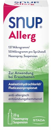 SNUP® Allerg Nasenspray bei Heuschnupfen und Pollenallergie, 23g | Azelastin & Fluticason, lindert Niesen & laufende Nase, bei Pollenallergie & allergischer Rhinitis, für Erwachsene