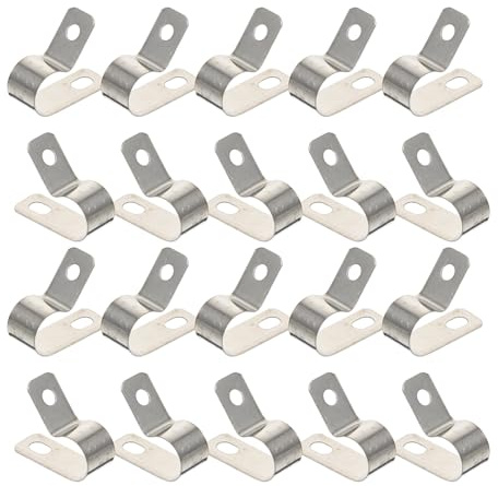 GALPADA Clip per Cavi Tipo R in Acciaio Inox 304 Set da 20 Pezzi Fermacavi in Metallo per Fissaggio Lampade e Cavi Elettrici per Uso Domestico e Ufficio
