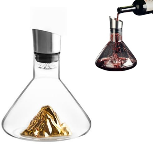 Enovio Decanter Oxyra，Decanter in Cristallo da 1,5L con Effetto Cascata e Filtro Antigoccia，Vetro soffiato a mano al 100% senza piombo，Elegante Scelta per Ristoranti, Enoteche e Regali