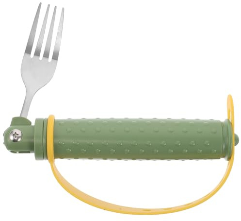 Garneck Utensilio Adaptable para Personas Mayores y Discapacitadas, Tenedor y Cuchara Ergonómicos Ángulo Ajustable, Acero Inoxidable y Silicona Antideslizante, Utensilios de Cocina