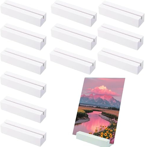 LEOUEANR - Confezione da 12 segnaposto in legno bianco, eleganti supporti per biglietti da tavolo per ricevimenti di nozze, menu per ristoranti, display per numeri di tavolo, portafoto e porta
