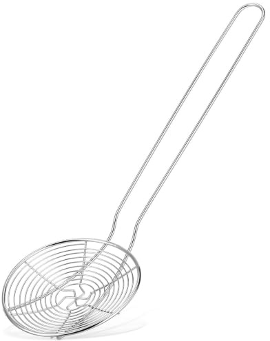 Generico Colino per Filtrare Olio e Cibi Manico Ergonomico Resistente in Acciaio Inossidabile Cestello per Pasta e Schiumarola per Cucina e Cottura