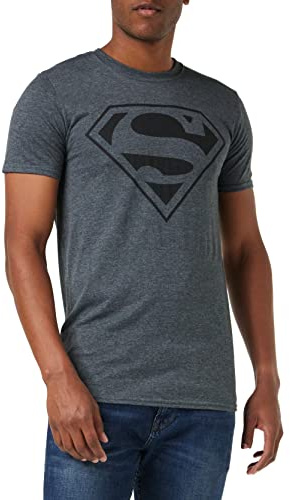 DC Comics Men's Dc Comics - Mono Superman T Shirt, Dark Heather Grey, M UK