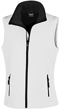 Result Women's Core Printable Bodywarmer Blouson Plain Turtleneck Sleeveless Outdoot Gilet, White (WHI/Blk), 16(Manufacturer Size:XL)
