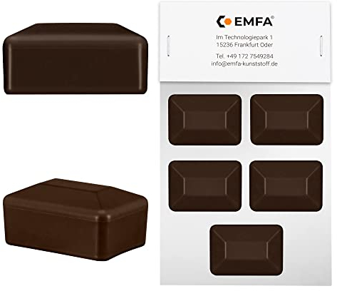 EMFA Zaunpfahlkappe rechteckig 20x30 mm Braun 5 Stück Pfostenkappen Kunststoff Pfostenkappen Abdeckkappen Zaunkappen