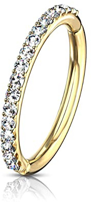 NewkeepsR 16G×10mm Gold Clear Diamond Orbital Hinge Clicker Conch Hoop Ring
