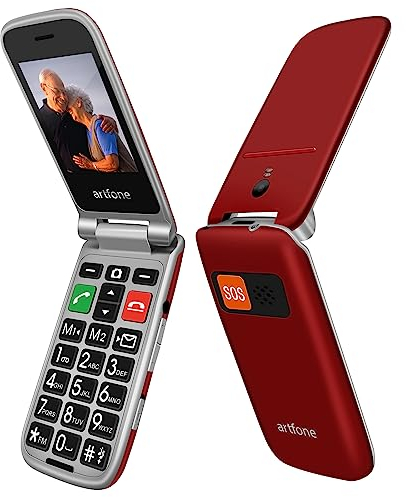 artfone Telefono Cellulare per Anziani a Conchiglia con Tasti Grandi Funzione SOS Schermo da 2.4 Fotocamera Torcia Telefono per Anziani Facile da Usare CF241A 4G LTE