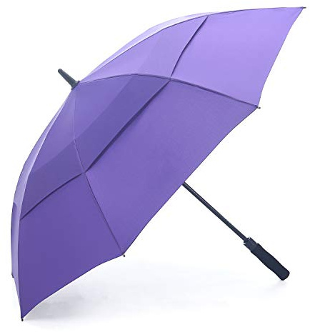 RUMBRELLA 55/62 Inch UV Golf Umbrella Large Oversize Double Canopy Vented Windproof Auto Open Stick Umbrella