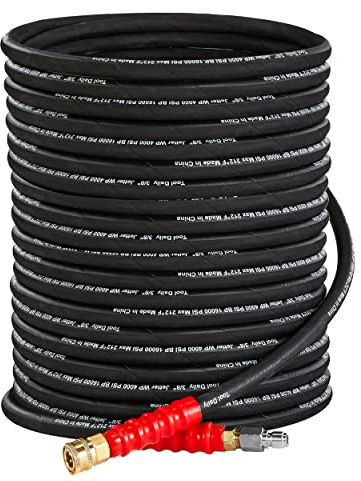 Tool Daily Pressure Washer Hose, 3/8 Inch x 50 FT, Quick Connect, 4000 PSI, High Tensile Wire Braided,Black