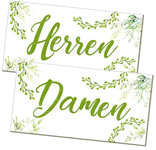 Logbuch-Verlag SET WC-Schilder Damen + Herren grün weiß floral - Toilettenschild Hinweisschild WC Toilette Klo für Damentoilette Herrentoilette