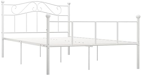 vidaXL Bettgestell Bett Metallbett Schlafzimmerbett Doppelbett Bettrahmen Schlafzimmermöbel Ehebett Lattenrost Weiß Metall 120x200cm