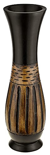 AeraVida Moderner dekorativer brauner und schwarzer Mangobaum mit handgeschnitzten Linien, Holzvase, elegante, handgefertigte Dekoration