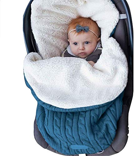 Baby-Schlafsack, Wickeldecke, dick, für Neugeborene, Babys und Kleinkinder, gestrickt, weich, warm, Fleece, für 0-12 Monate alte Babys