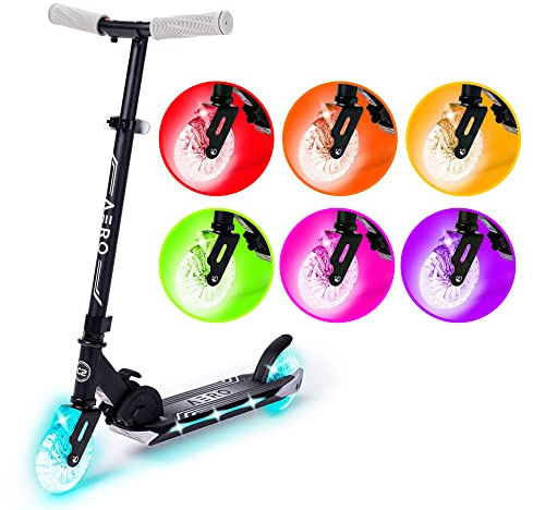 Aero Scooter for Kids 5-7 with Dynamic Lights | Boys Girls 2 Wheels Kick Scooter | Foldable & Height Adjustable, 110lbs Max