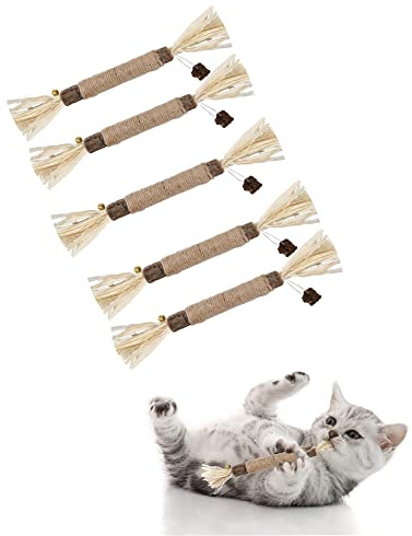 5 Pezzi Catnip Stick，Bastoncini da masticare per gatti per Gatti Adulti e Piccoli - Bastoncino per la Pulizia Dentale e Orale del Gatto, Gusto Menta.
