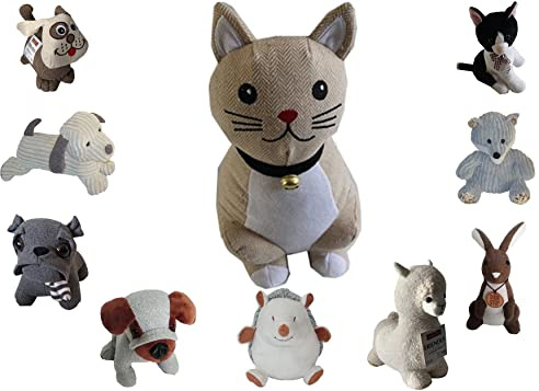 Home Tresor - Fermaporta Animale, Oggetto Decorativo Design Simpatico, Blocca Porta Finestra da Interno, Peso in Stoffa Pavimento (Gatto)