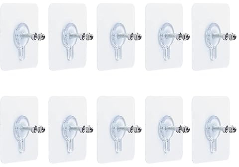 MEISO 10 Pièces Adhésif Vis Murales Clous de Suspension Auto-Adhésifs pour Accrocher Vis Adhésives Montage Mural Crochets pour Cuisine Salle de Bain Chambre Salon