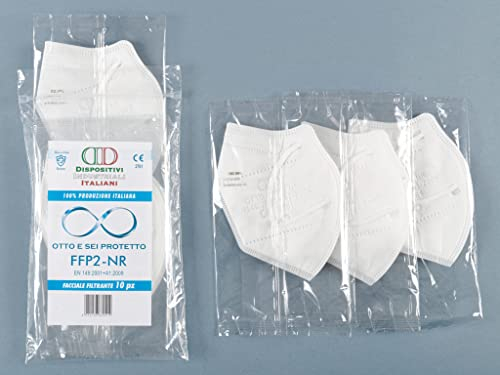 Dispositivi Industriali Italiani Mascherine FFP2 - Mod. OTTO - Certificate CE-2761 | DPI Classe III Made in Italy | (5 confezioni da 10 pezzi)