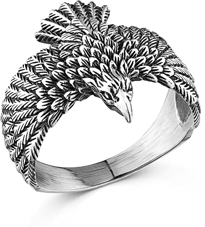 MATERIA by Matthias Wagner Herrenring Adler Silber 925 breit - Siegelring Flügel Herren Ring massiv antik SR-3