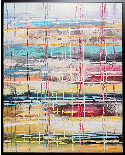 Kare Quadro di design con cornice Orizzonte colorato, tela, decorazione da parete, opera d'arte, pittura acrilica, dettagli dipinti a mano, astratto, moderno, soggiorno, camera da letto, corridoio, 80