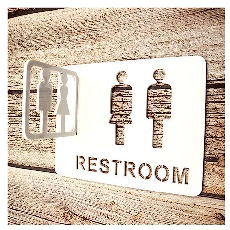 ELEITA Badezimmer-Türschilder, Acryl-Badezimmerschilder for Männer Und Frauen, Modernes Badezimmer-Schild Aus Acryl, Dekor Mit Selbstklebender Rückseite, for Männer Und Frauen, Unisex (Color : White)