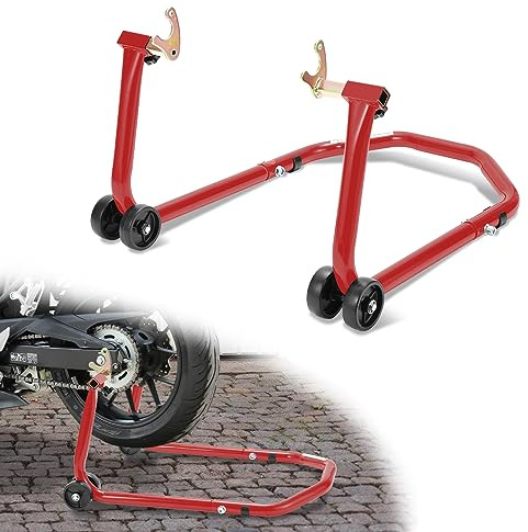 Ansobea Support arrière pour moto, support moto, support de montage pour moto jusqu'à 300 kg, élévateur de moto en acier, support de levage pour moto à double roue, support de moto à haute stabilité