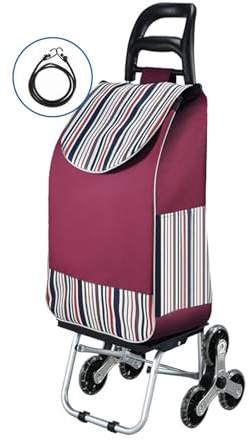 HYPIQQ einkaufstrolley klappbar 6 räder groß mit gummirädern treppensteiger Trolley faltbar einkaufstrolly mit Sitz Multi-Funktions Tragbare wasserdichte Abdeckung Shopping Trolley,Lila